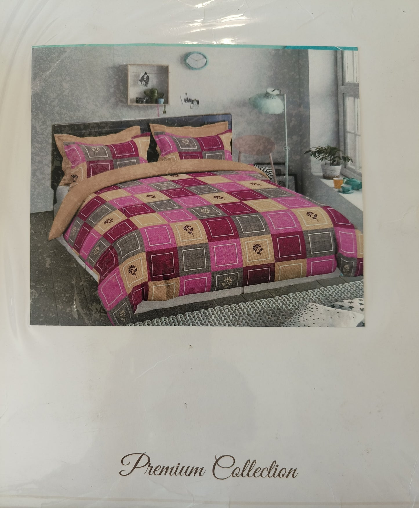 Fitted Ollive pure cotton 220*250cm double bedsheet with 46*62cm pillow cover - Pattern 8