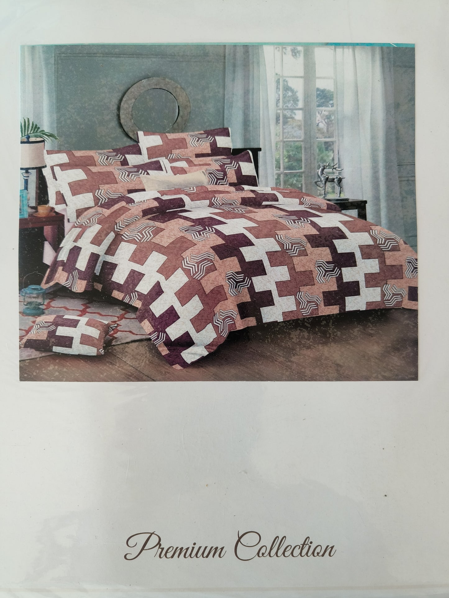 Fitted Ollive pure cotton 220*250cm double bedsheet with 46*62cm pillow cover - Pattern 1