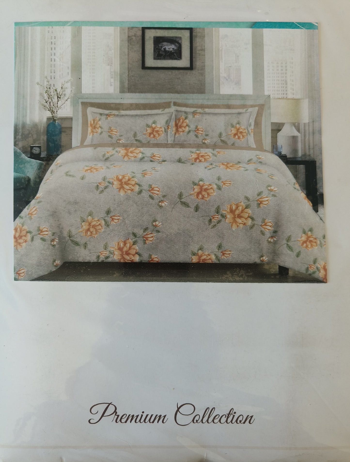 Fitted Ollive pure cotton 220*250cm double bedsheet with 46*62cm pillow cover - Pattern 2