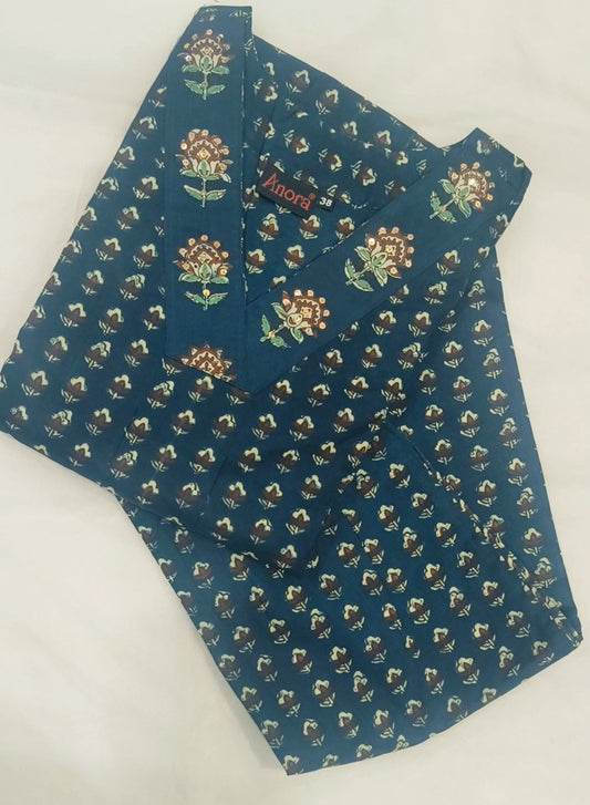 Pure cotton printed sequinned kurti and pant set