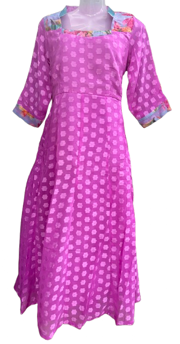 Cotton muslin printed pink kurti