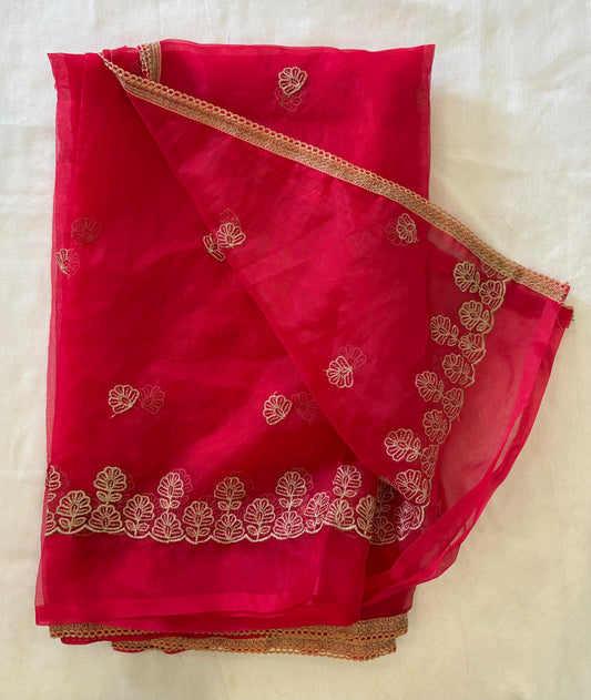 Organza Tissue Red Dupatta