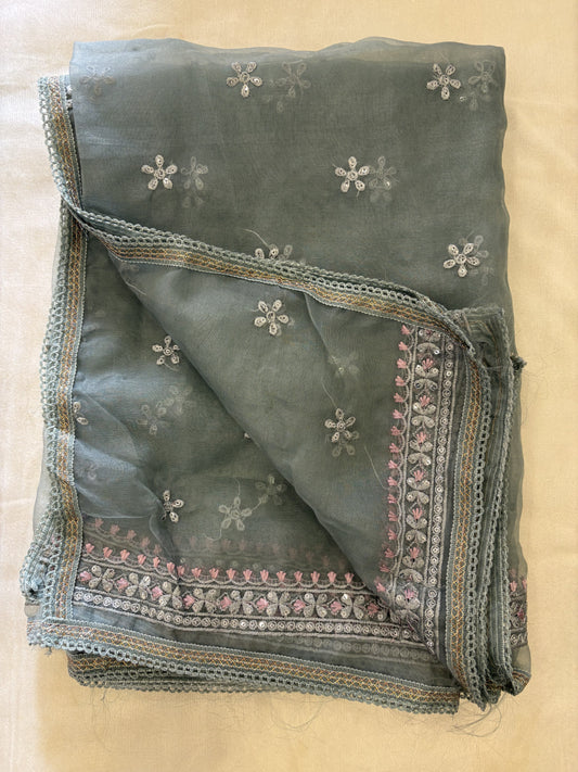 Organza Tissue Zenith Blue Dupatta