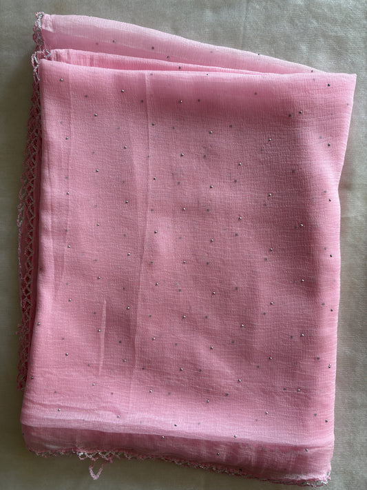 Chiffon Badla Baby Pink Dupatta