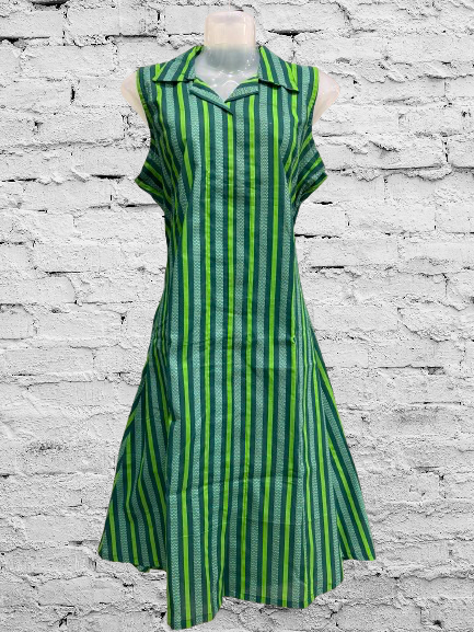 Pure Cotton A-Line Green Printed Kurti