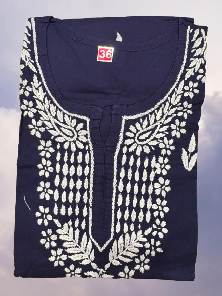 Pure Cotton Hand Embroided Lucknowi Chikan Kurti