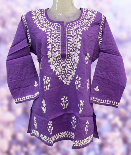 Pure Cotton Hand Embroidered Lucknowi Chikan Kurti
