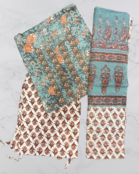Pure Cotton Printed Kurta Pant and Dupatta Set