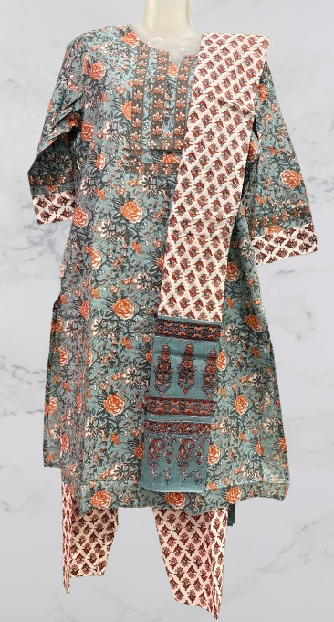 Pure Cotton Printed Kurta Pant and Dupatta Set