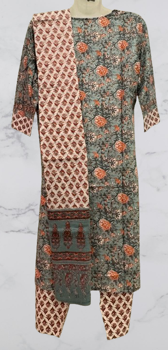 Pure Cotton Printed Kurta Pant and Dupatta Set