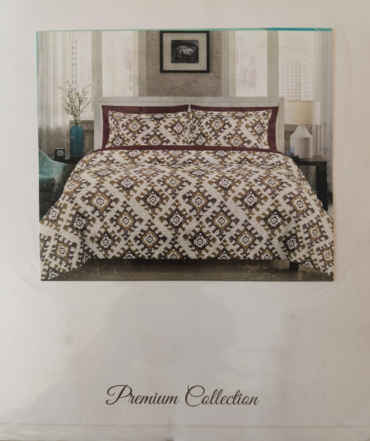 Fitted Ollive pure cotton 220*250cm double bedsheet with 46*62cm pillow cover - Pattern 3